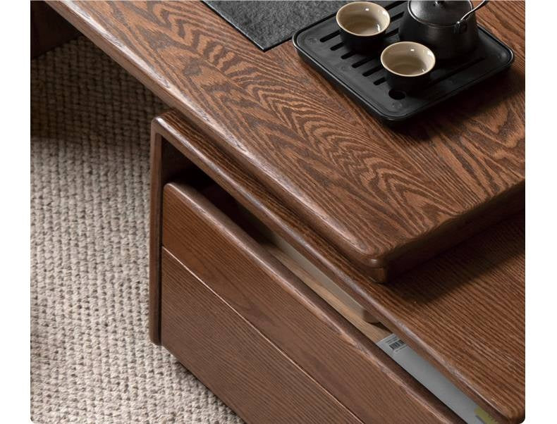 Oak, Black Walnut Solid Wood Telescopic Tea Table