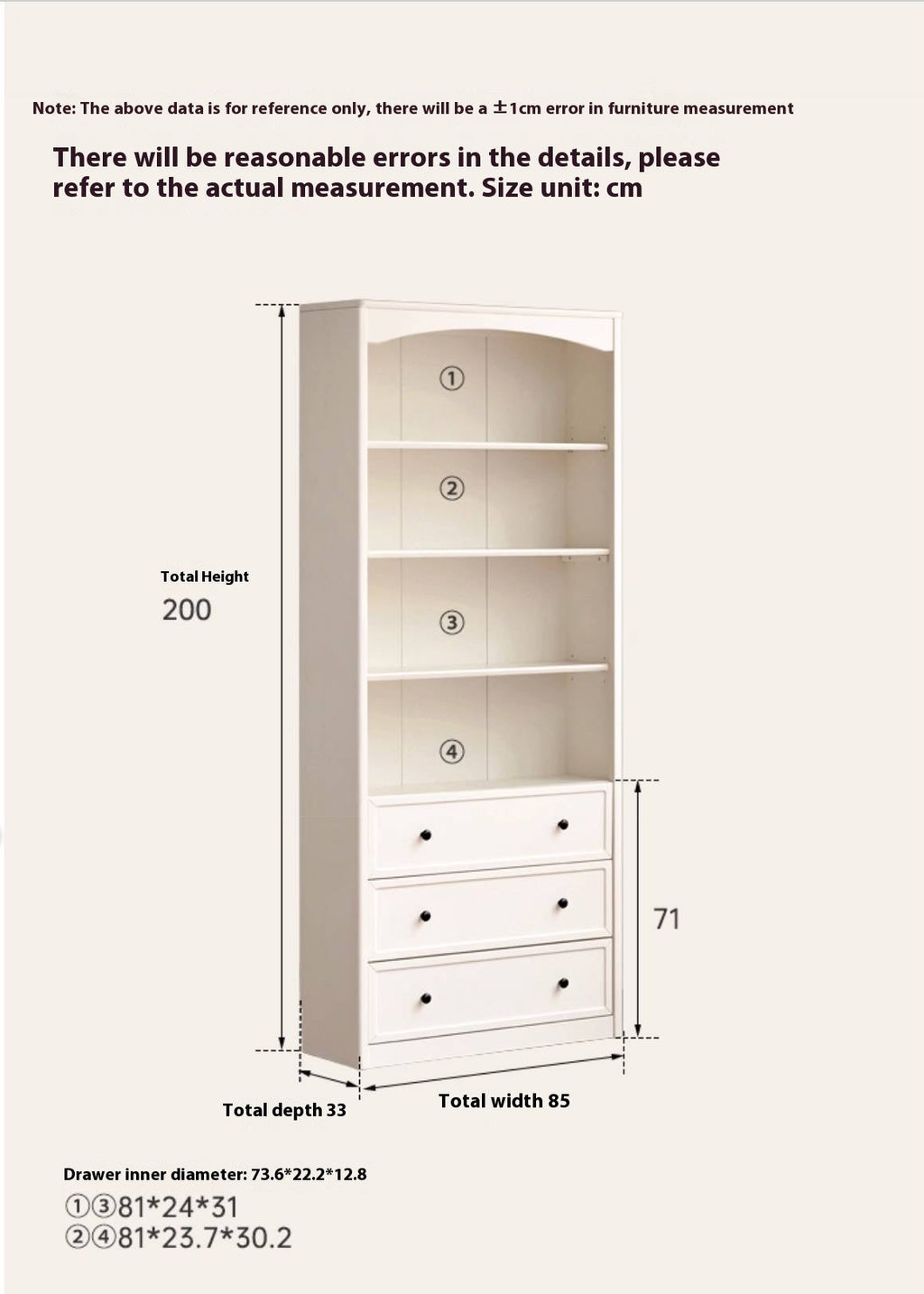 Rubberwood Solid Wood French Style Side Cabinet