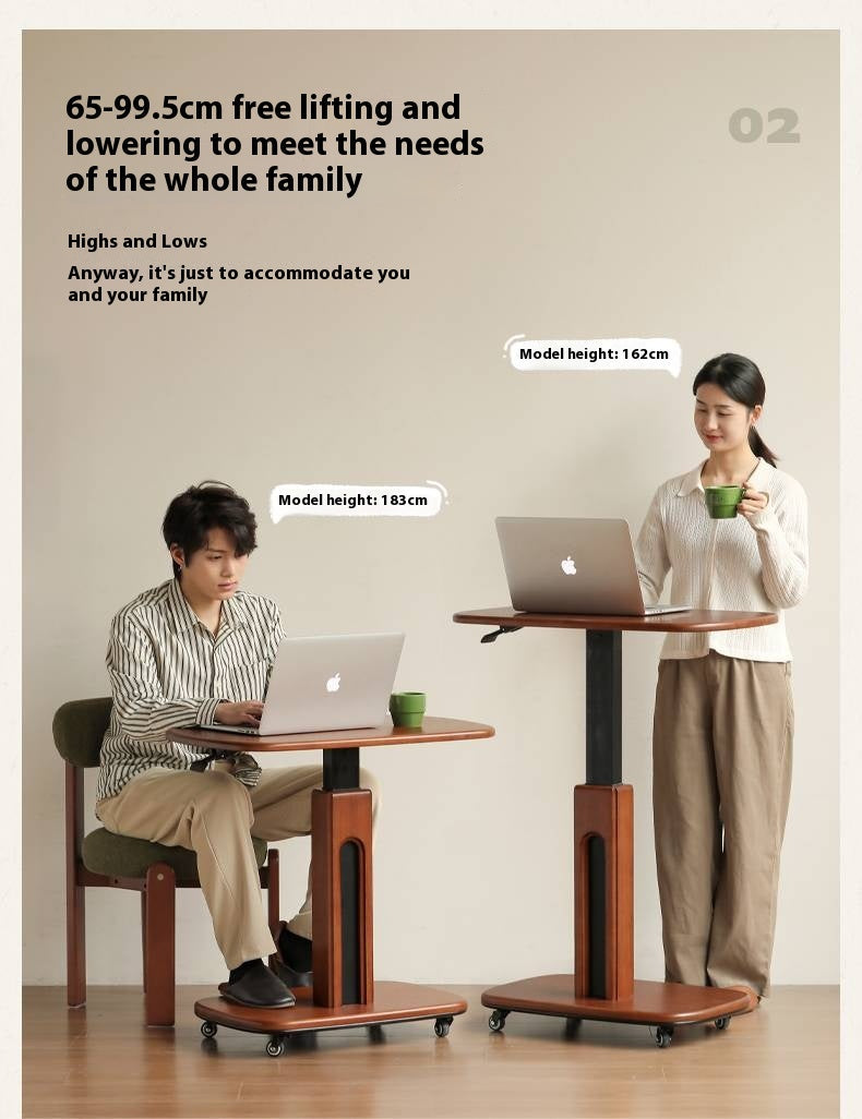 Poplar Solid Wood Lifting Medieval Style Side Table