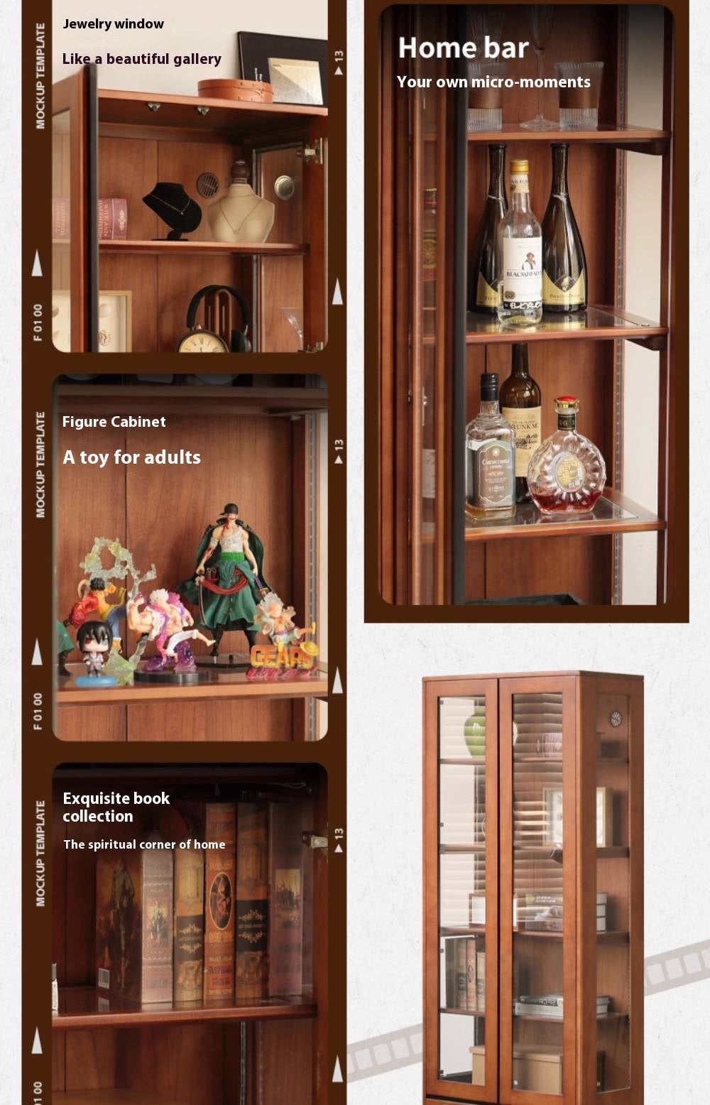 Poplar Solid Wood Antique Medieval Style Bookshelf