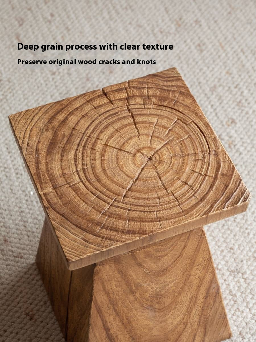 Pine Solid Wabi Sabi Style Side Table