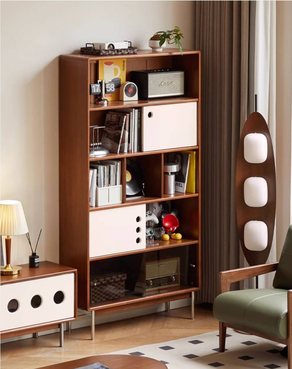 Poplar, Cherry Solid Wood Antique Style Bookshelf