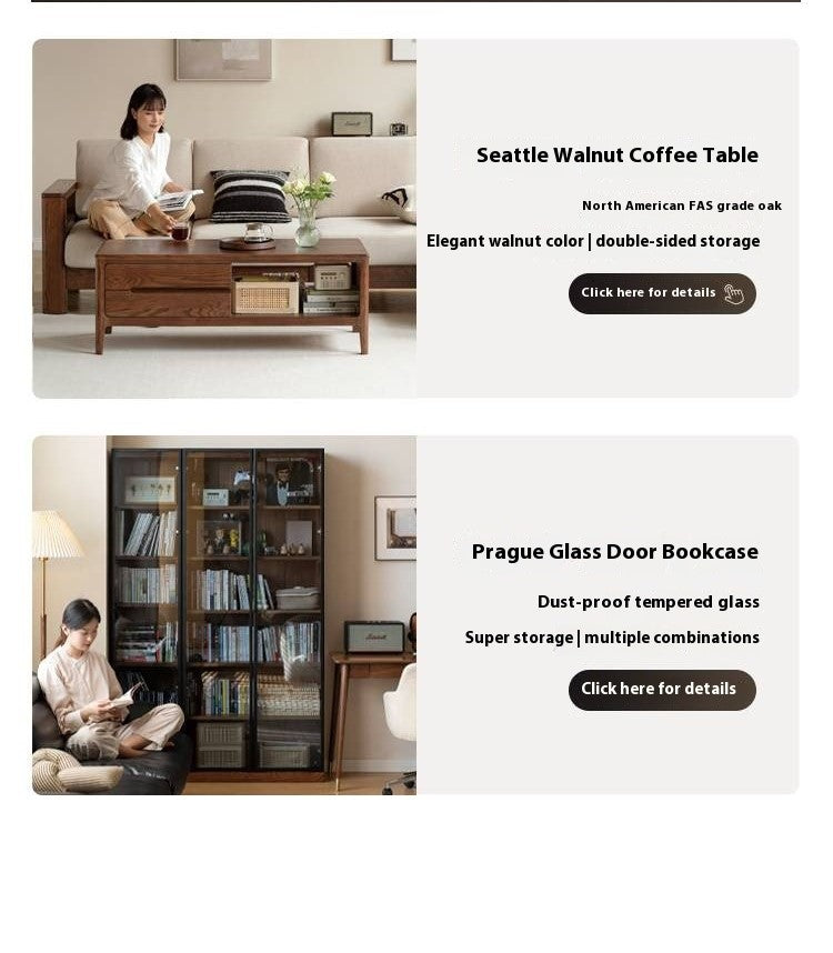 Walnut Solid Wood Three Seat Fabric Sofa