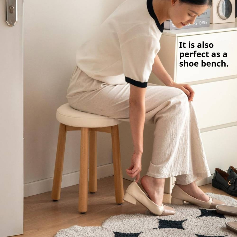 Solid Rubberwood Modern Soft Makeup Stool