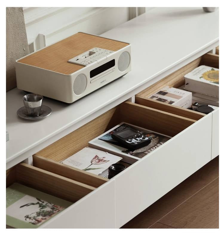 Poplar Solid Wood Cream Style TV Cabinet