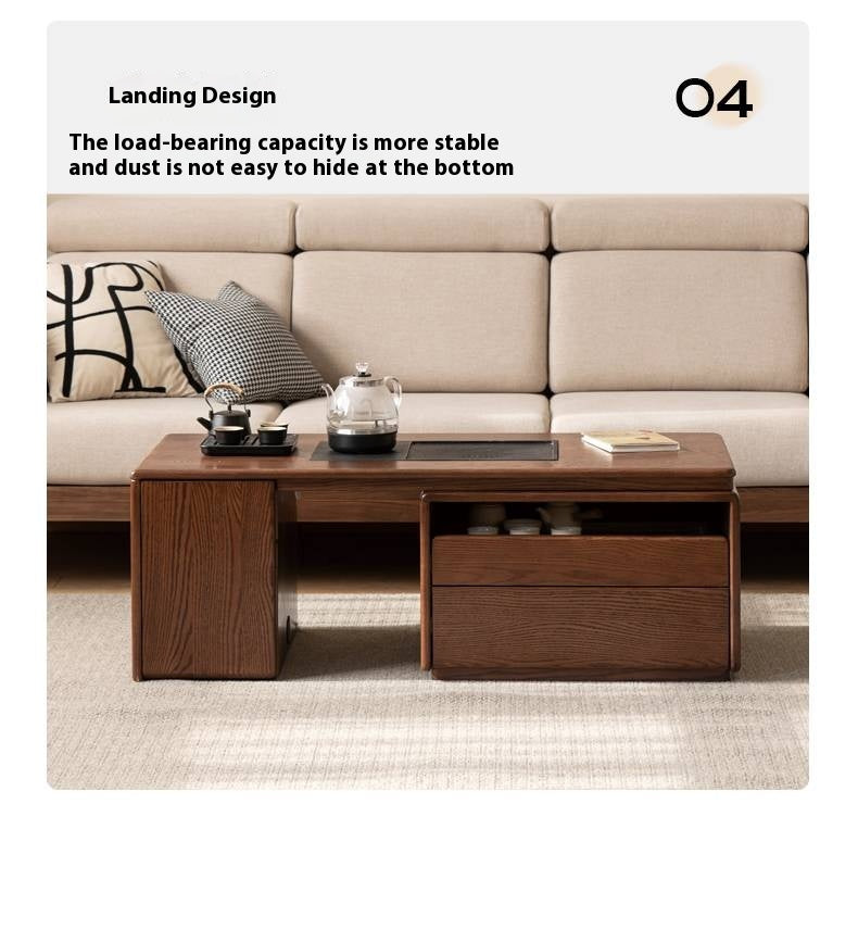 Oak, Black Walnut Solid Wood Telescopic Tea Table