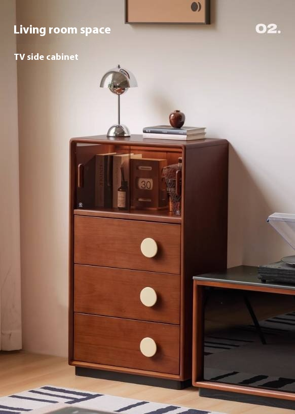 Poplar Solid Wood Antique Style Floor Side Cabinet