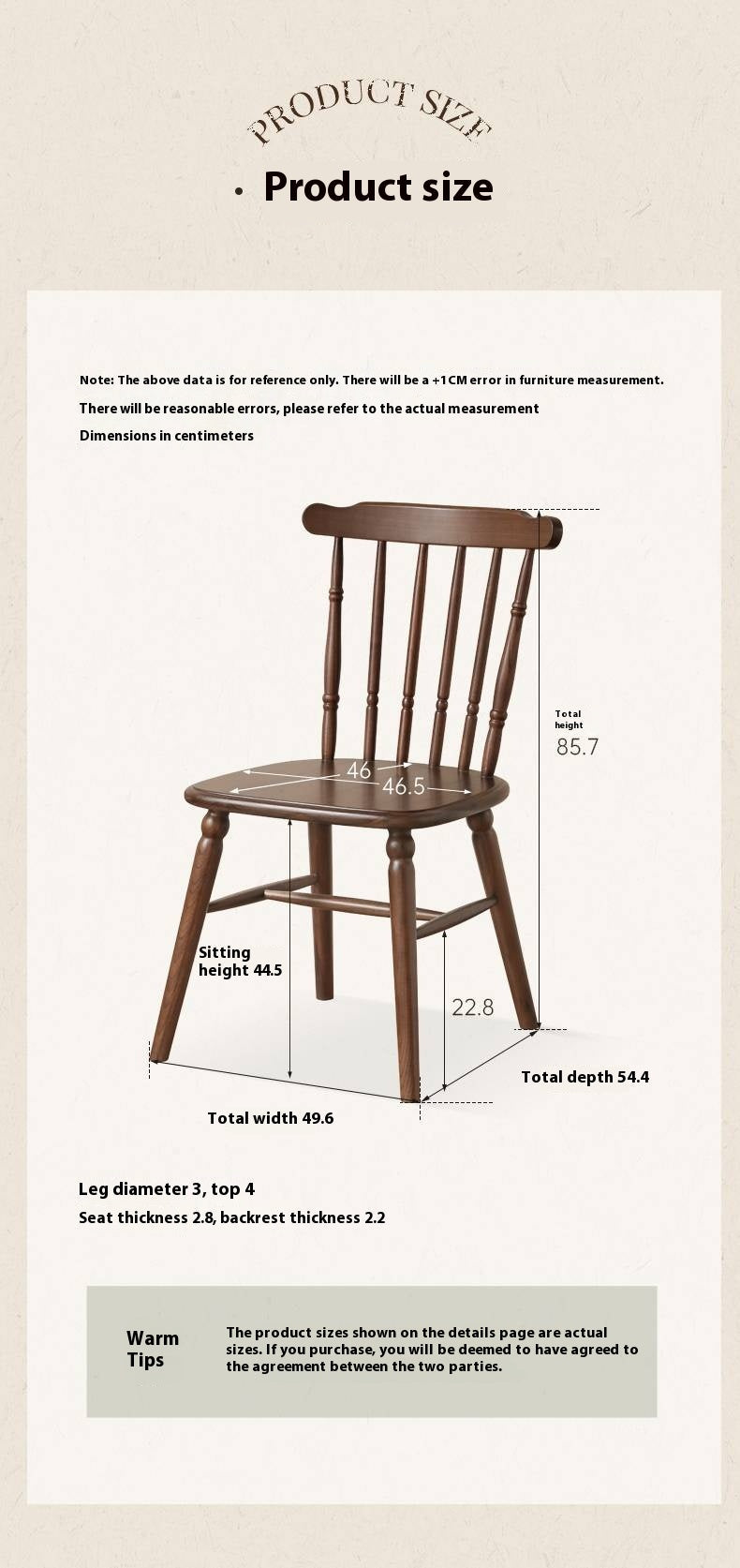 Set 4 pcs Black Walnut Solid Wood American Retro Style Dining Chair