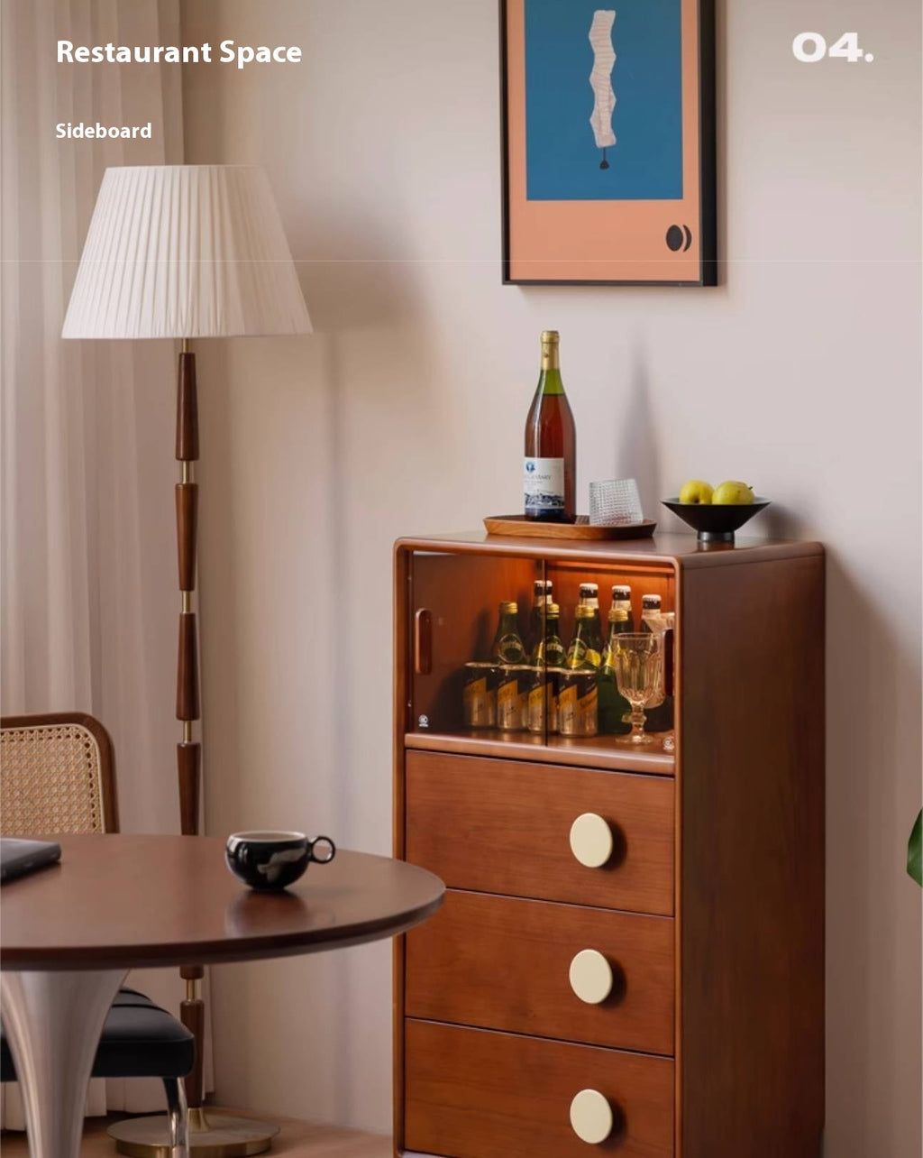 Poplar Solid Wood Middle Ages Side Cabinet