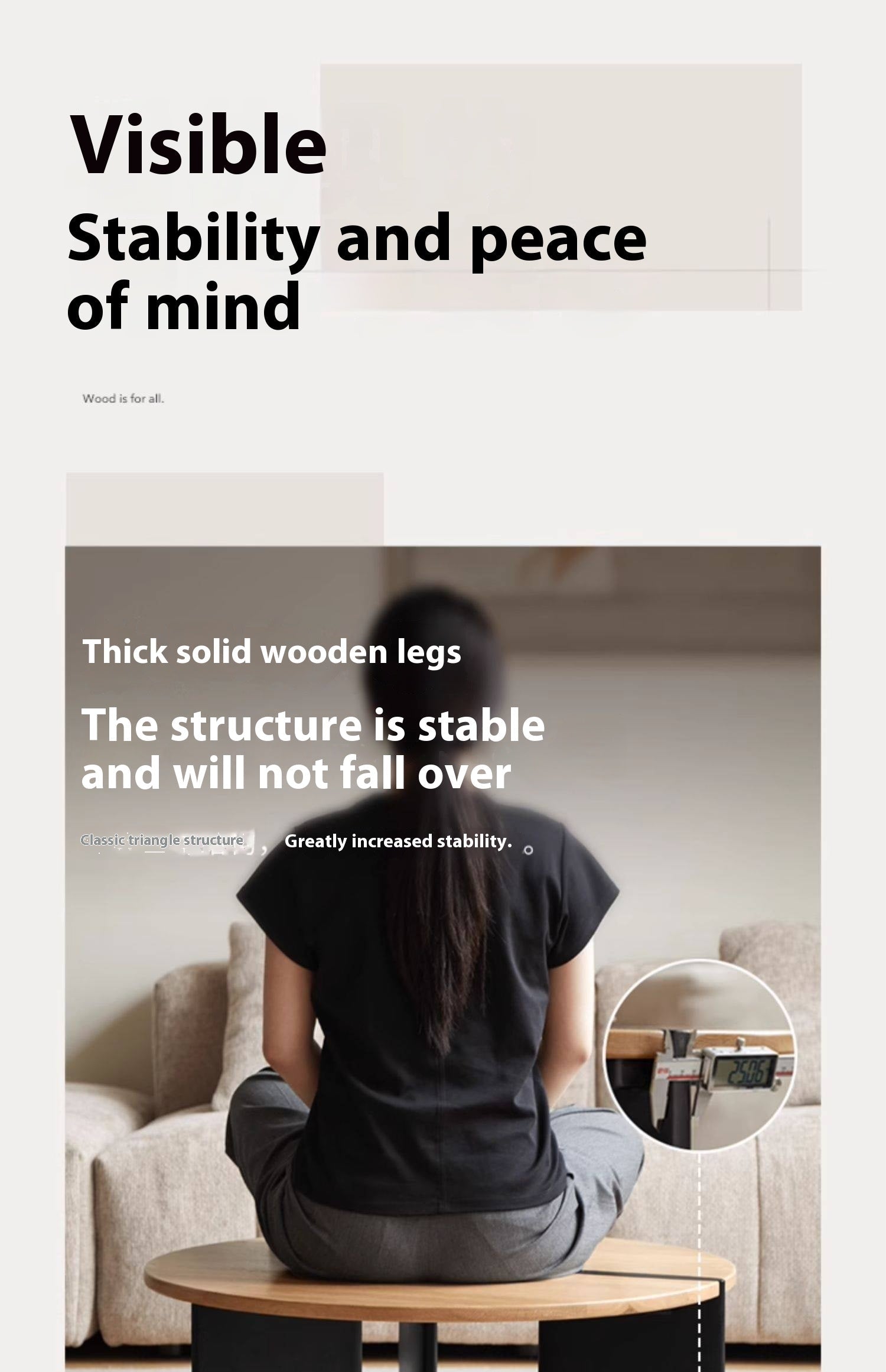 Poplar Solid Wood Wabi-Sabi Style Creative Round Coffee Table