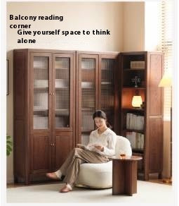 Solid Rubberwood, Oak Solid Wood Modern Bookcase