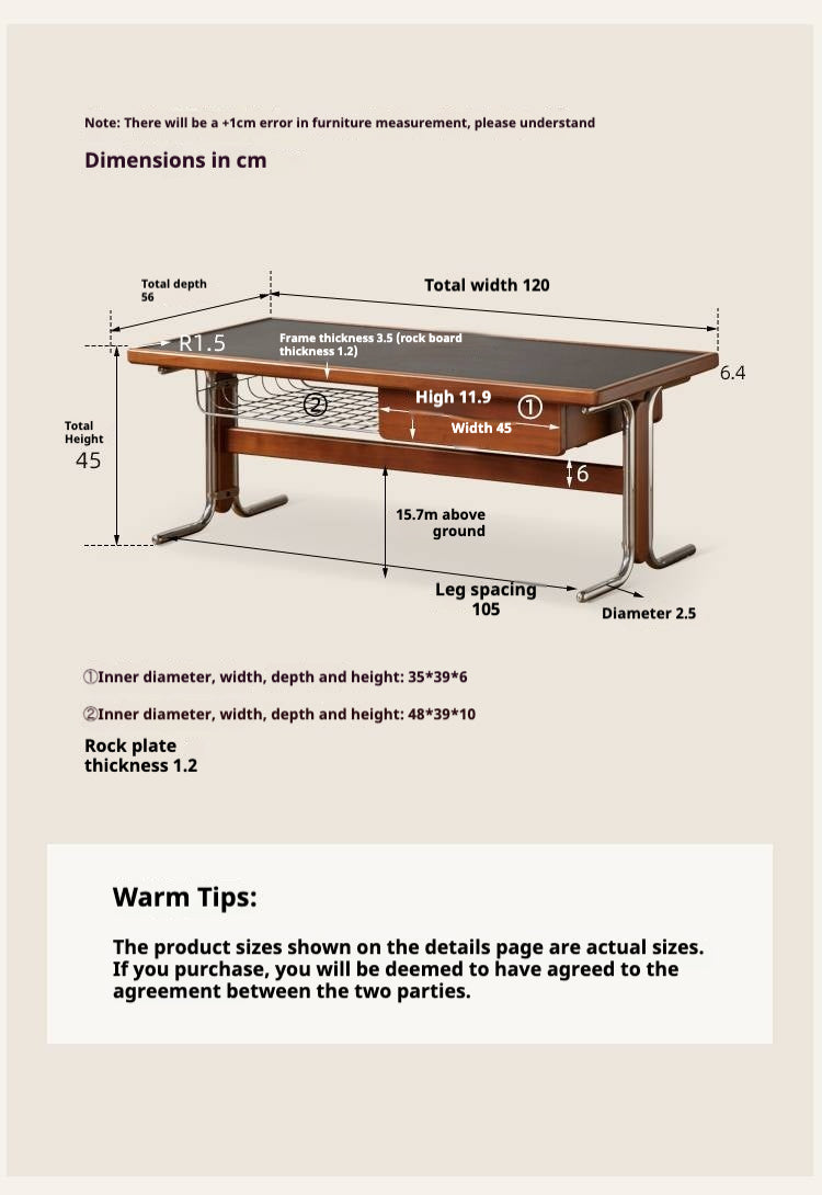 Poplar Solid Wood Middle Ages Rock Plate Coffee Table