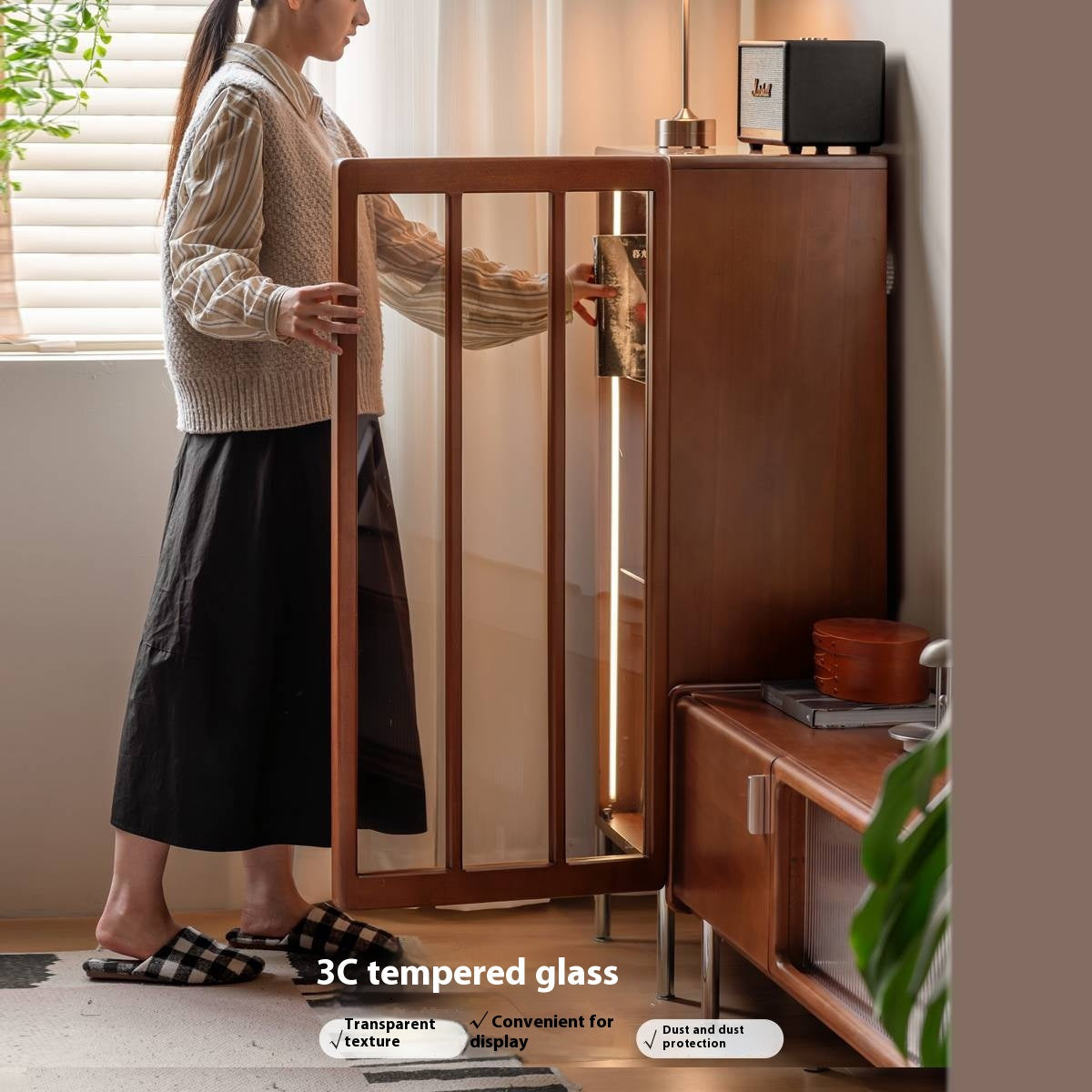 Poplar Solid Wood Bauhaus Style Side Cabinet