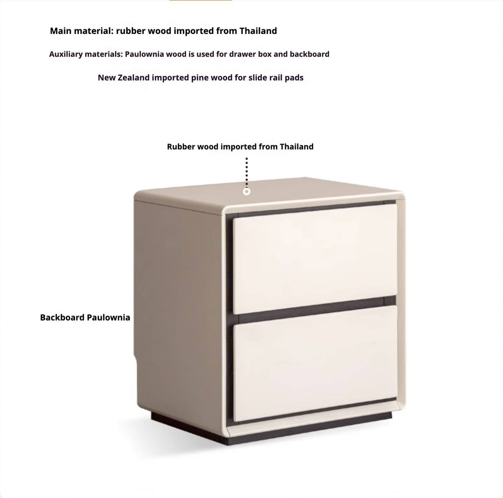 Solid Rubberwood Modern Style Nightstand