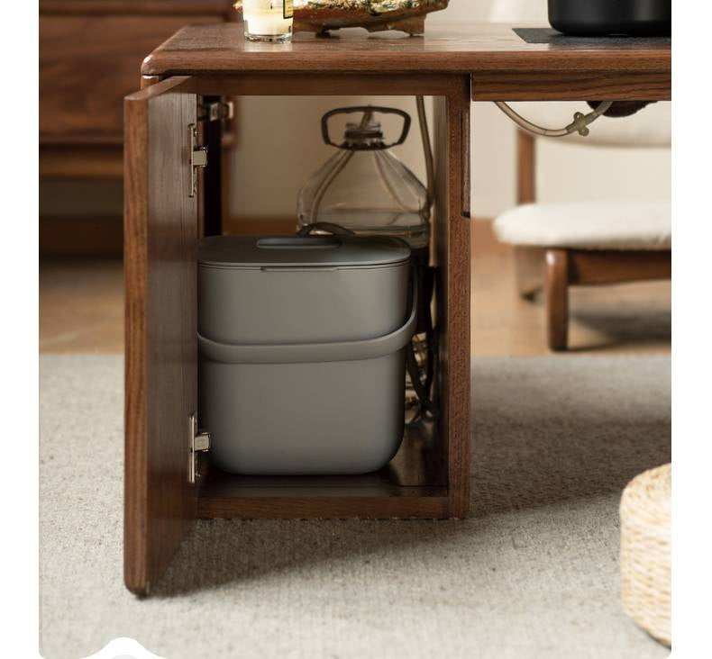 Oak, Black Walnut Solid Wood Telescopic Tea Table