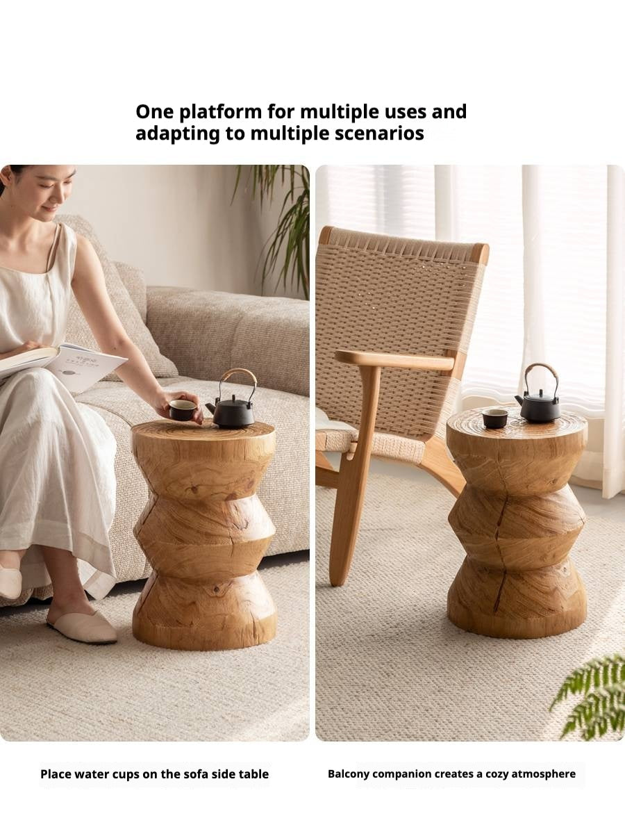 Pine Solid Wabi Sabi Style Side Table