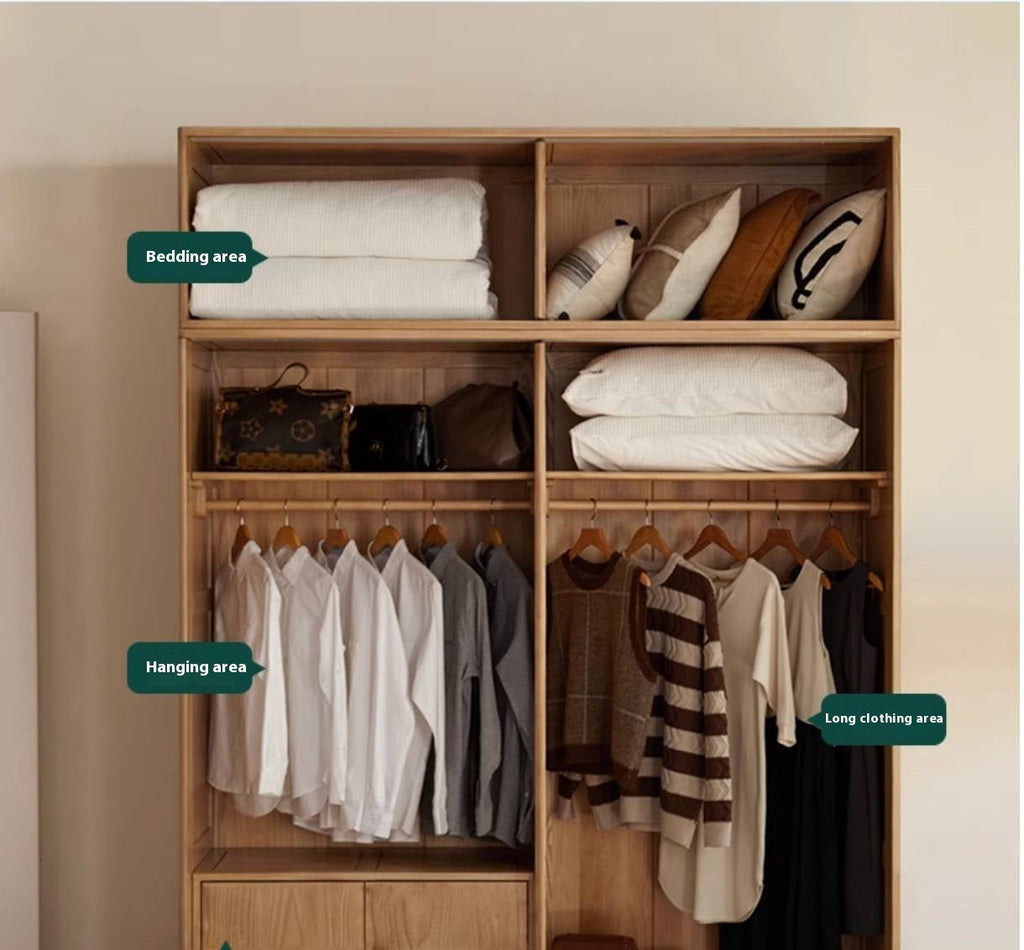 Oak, Ash Solid Wood Wardrobe With Sliding Doors.