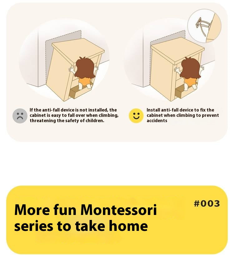 Poplar Solid Wood Children's Toy Storage Cabinet and Wardrobe With Hangers