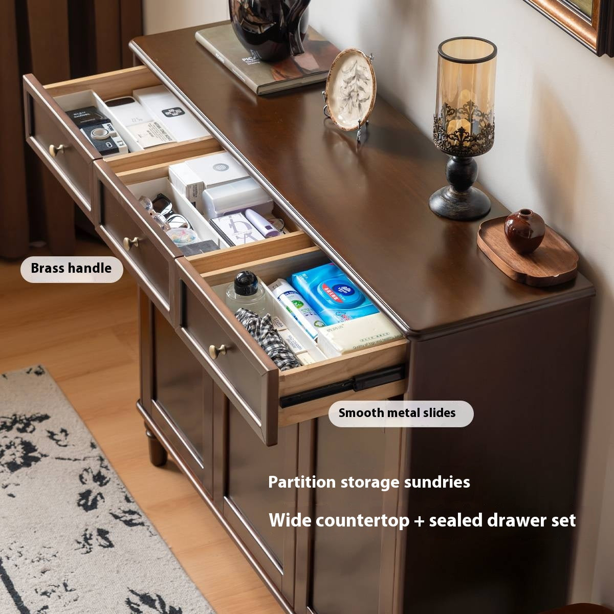 Poplar Solid Wood American Retro Shoe Cabinet