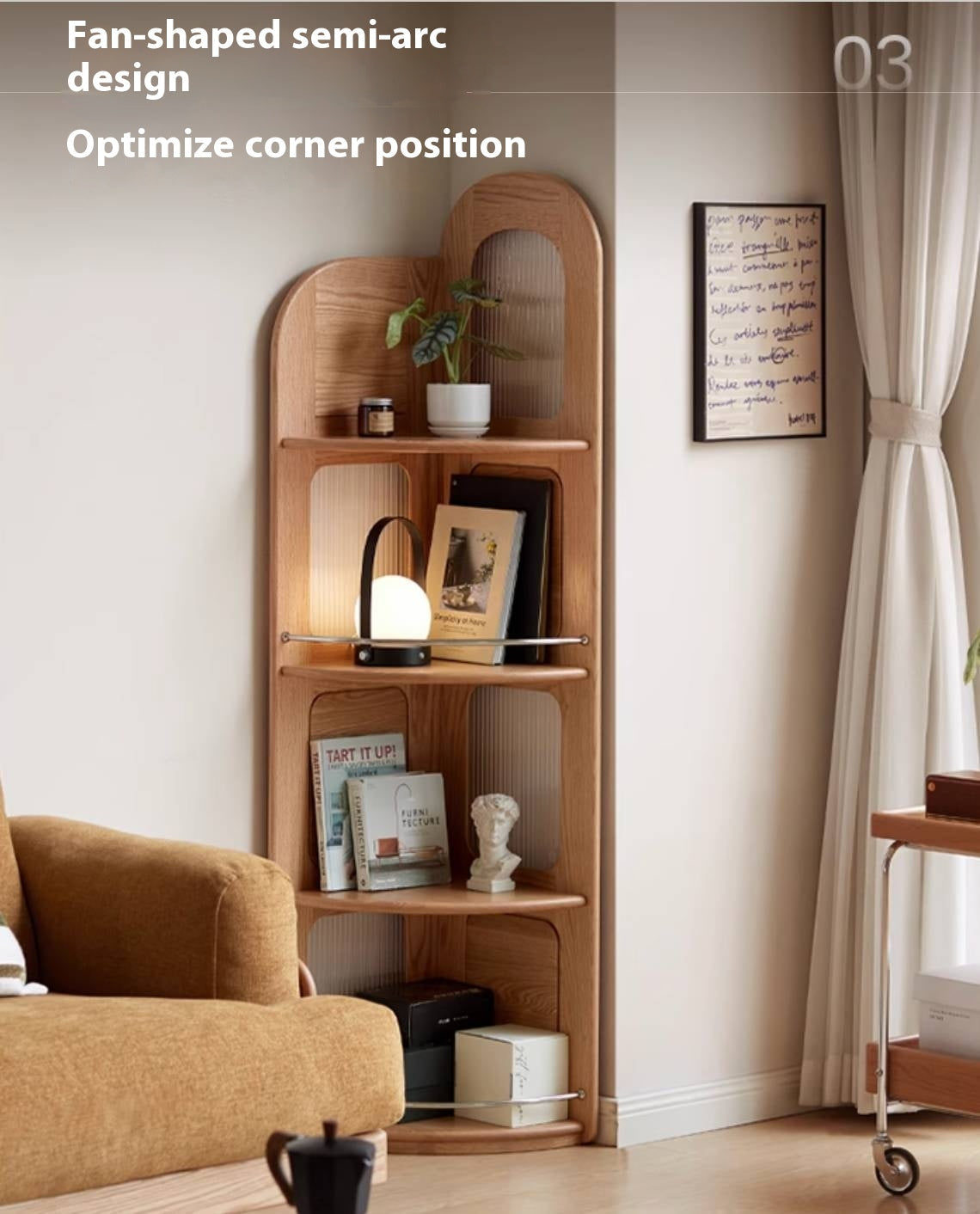 Oak, Ash Solid Wood Corner Bookshelf