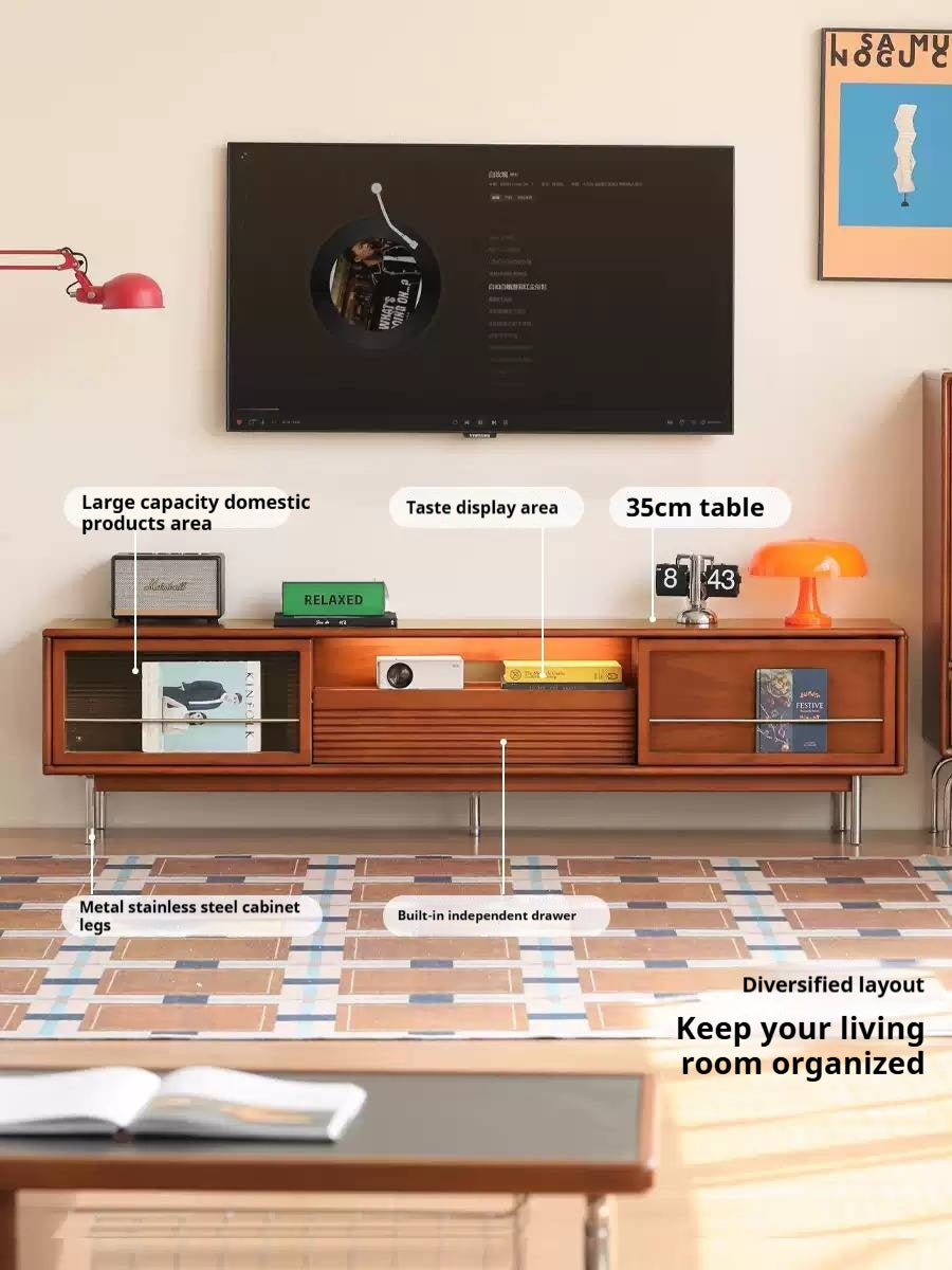 Poplar Solid Wood Bauhaus Style TV Cabinet