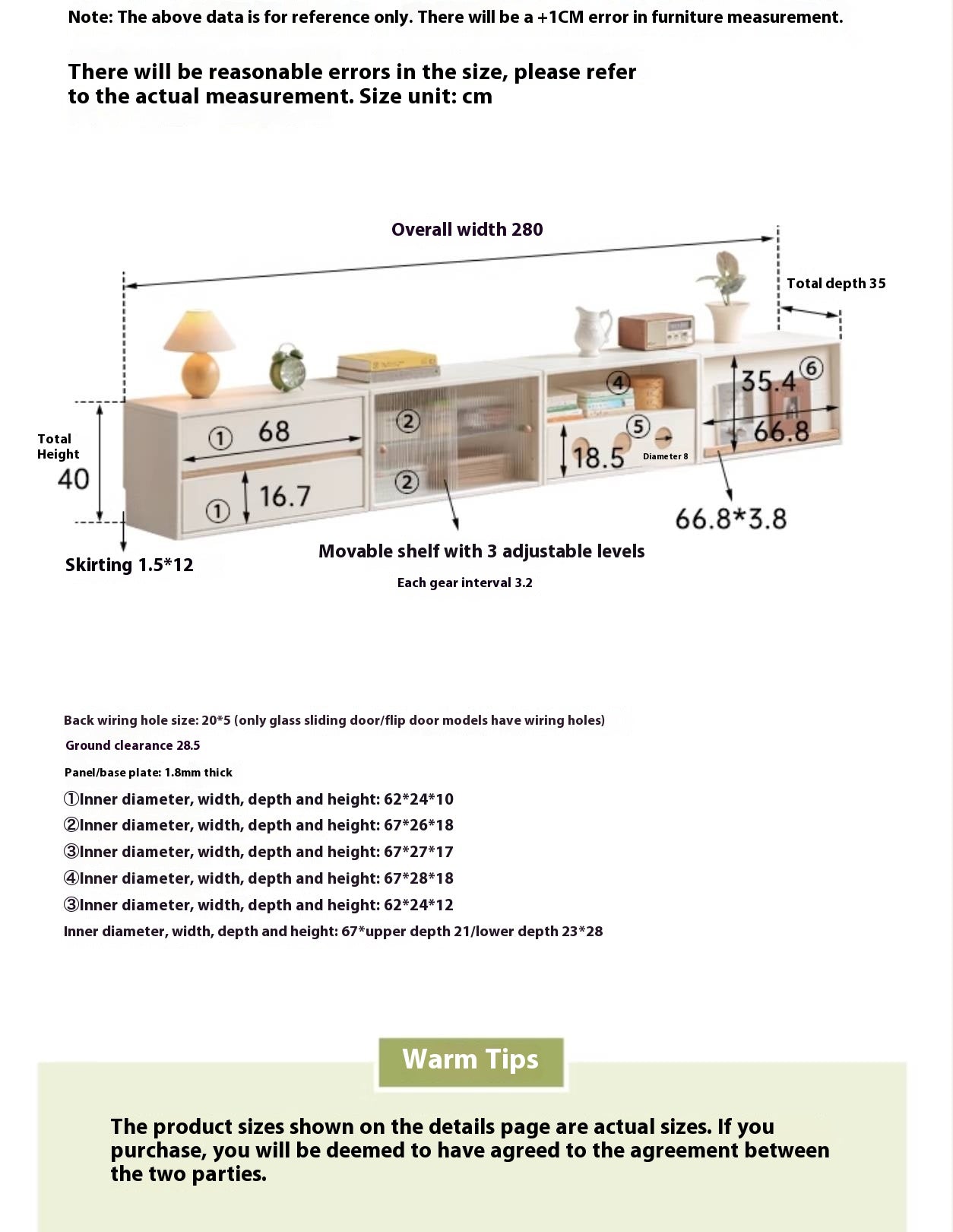 Rubber, Oak Solid wood Module Combination TV Stand.