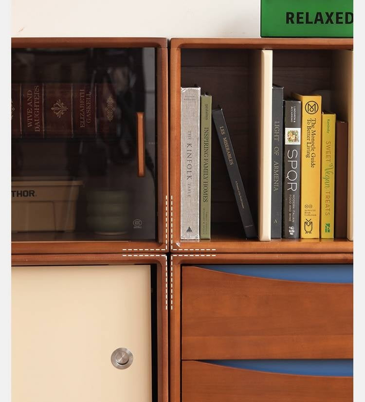 Poplar Solid Wood TV Cabinet Antique Style Module Combination.