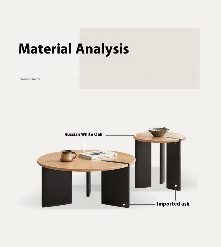 Poplar Solid Wood Wabi-Sabi Style Creative Round Coffee Table