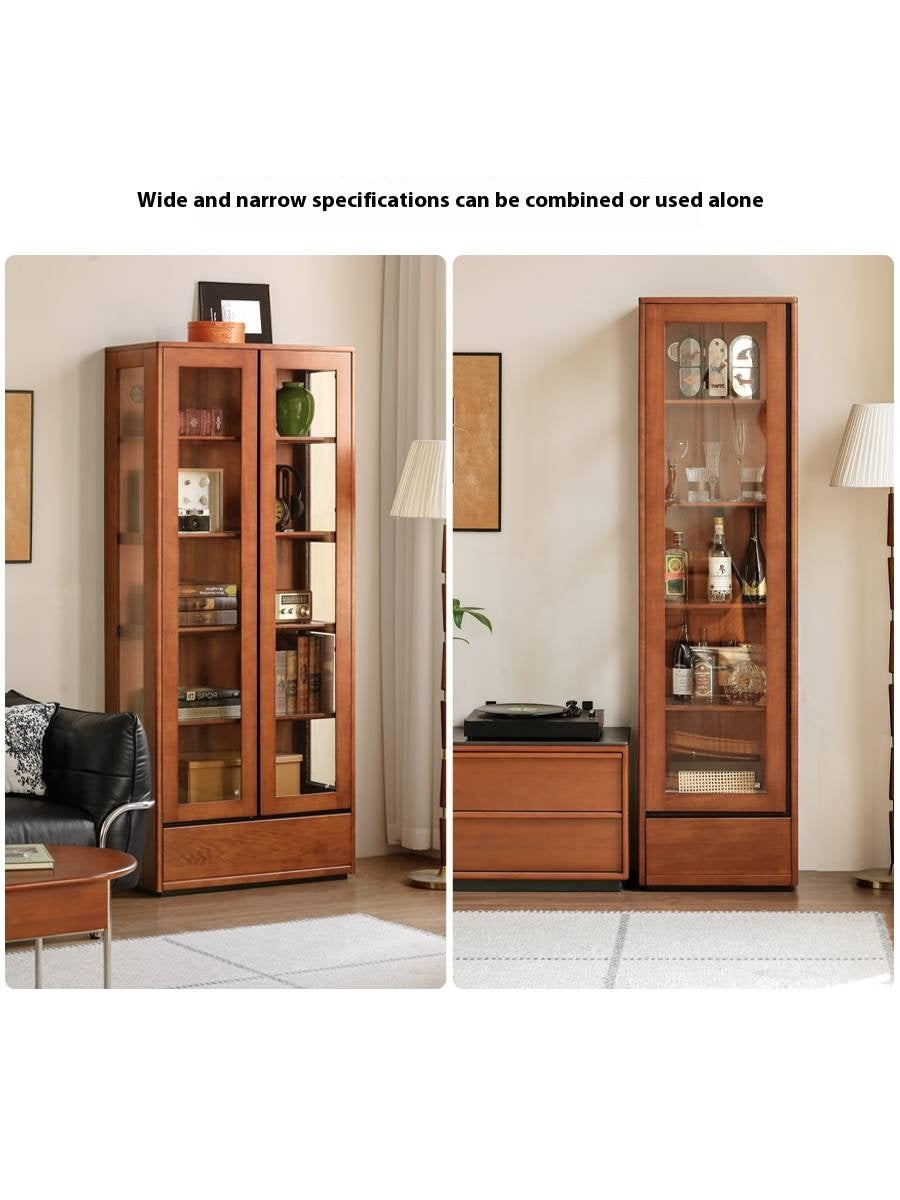 Poplar Solid Wood Antique Style Glass Bookshelf