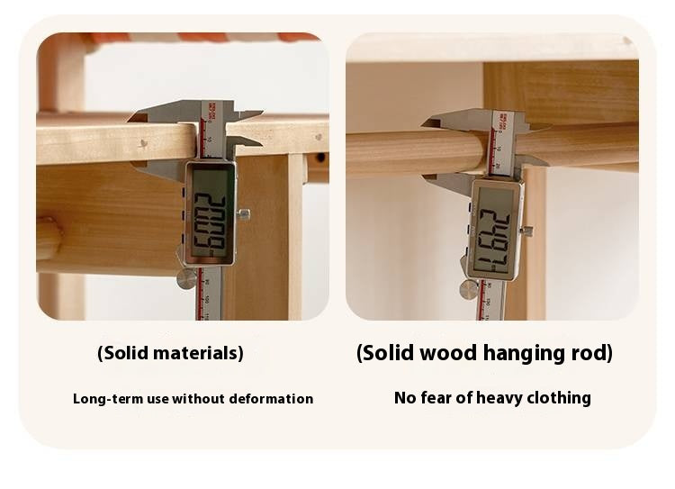 Poplar Solid Wood Children's Toy Storage Cabinet and Wardrobe With Hangers