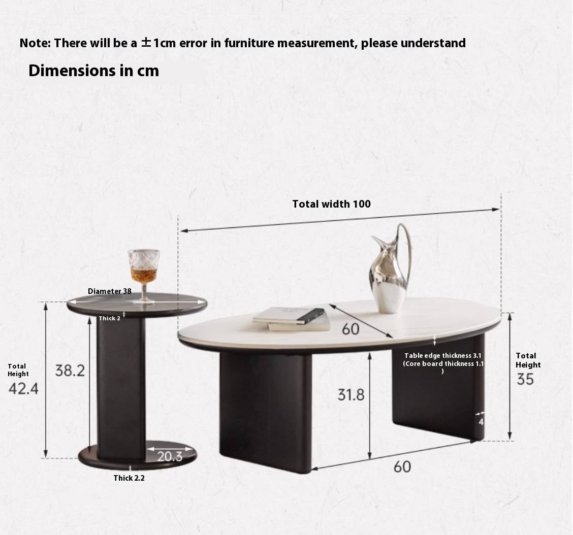 Oak Solid Wood Rock Slab Coffee Table Combination