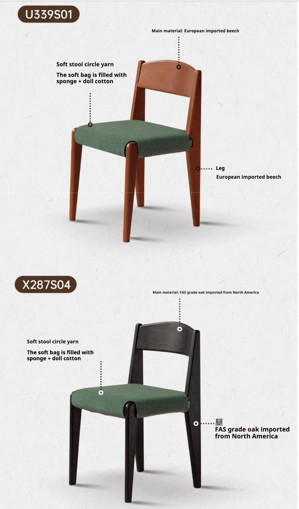 pcs 4 set Poplar Solid Wood Medieval Style Dining Chair