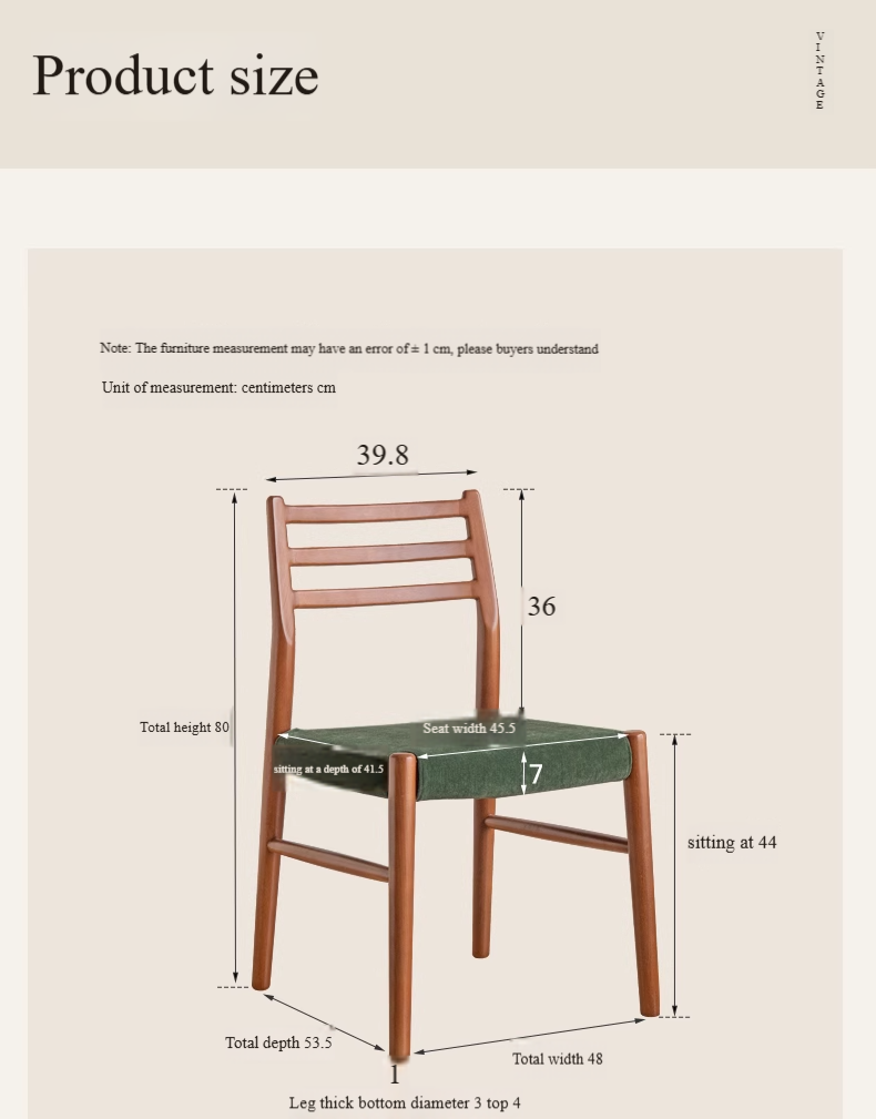 Set 4 pcs Beech Solid Wood Retro Style Dining Chair