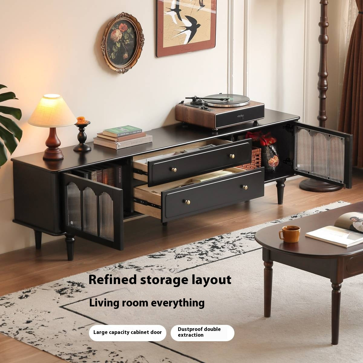 Solid RubberWood French Retro TV Stand