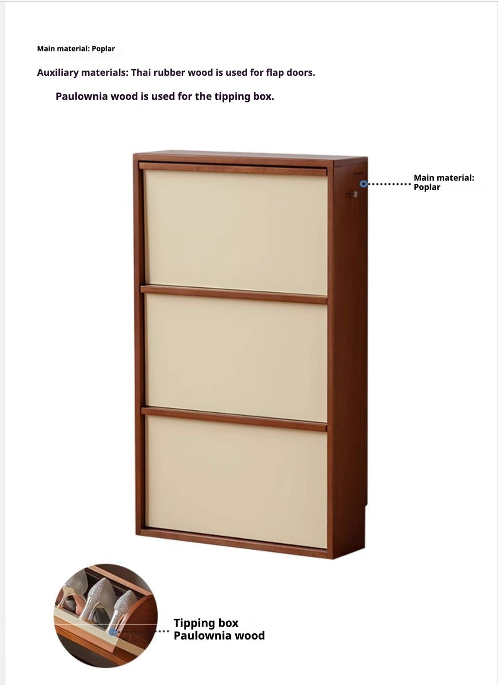 Poplar Solid Wood Middle Ages Style Shoe Cabinet