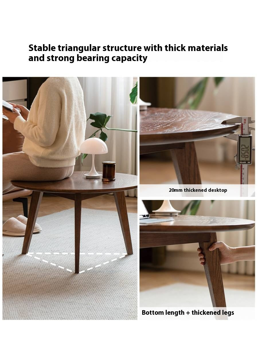 Oak, Solid Rubberwood Round Coffee Table Combination