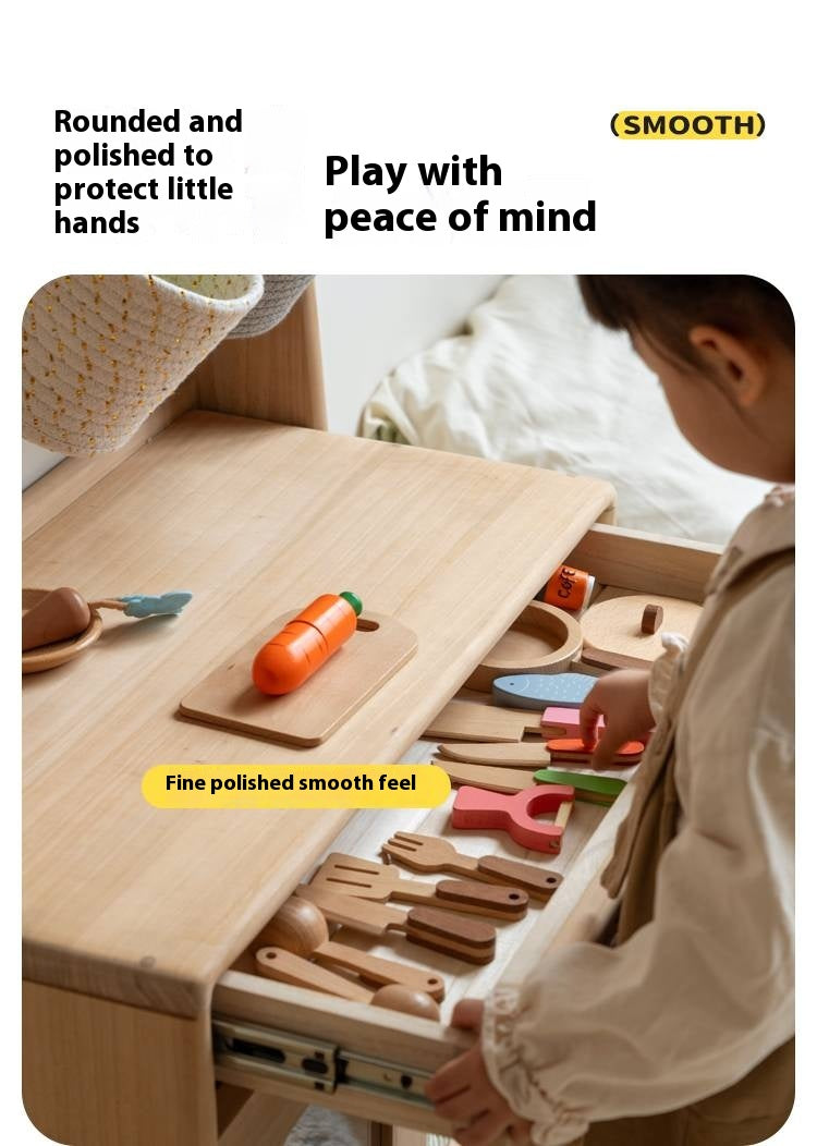 Poplar Solid Wood Montessori Kids Kitchen Cabinet