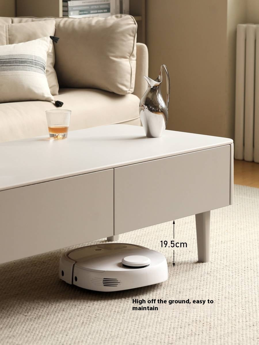 Poplar Solid Wood Light Luxury Style Rock Plate Coffee Table