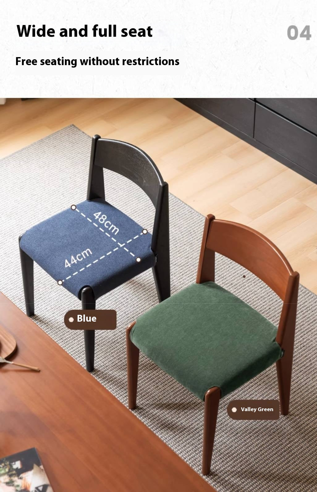 Set 4 pcs Beech Solid Wood Retro Style Dining Chair