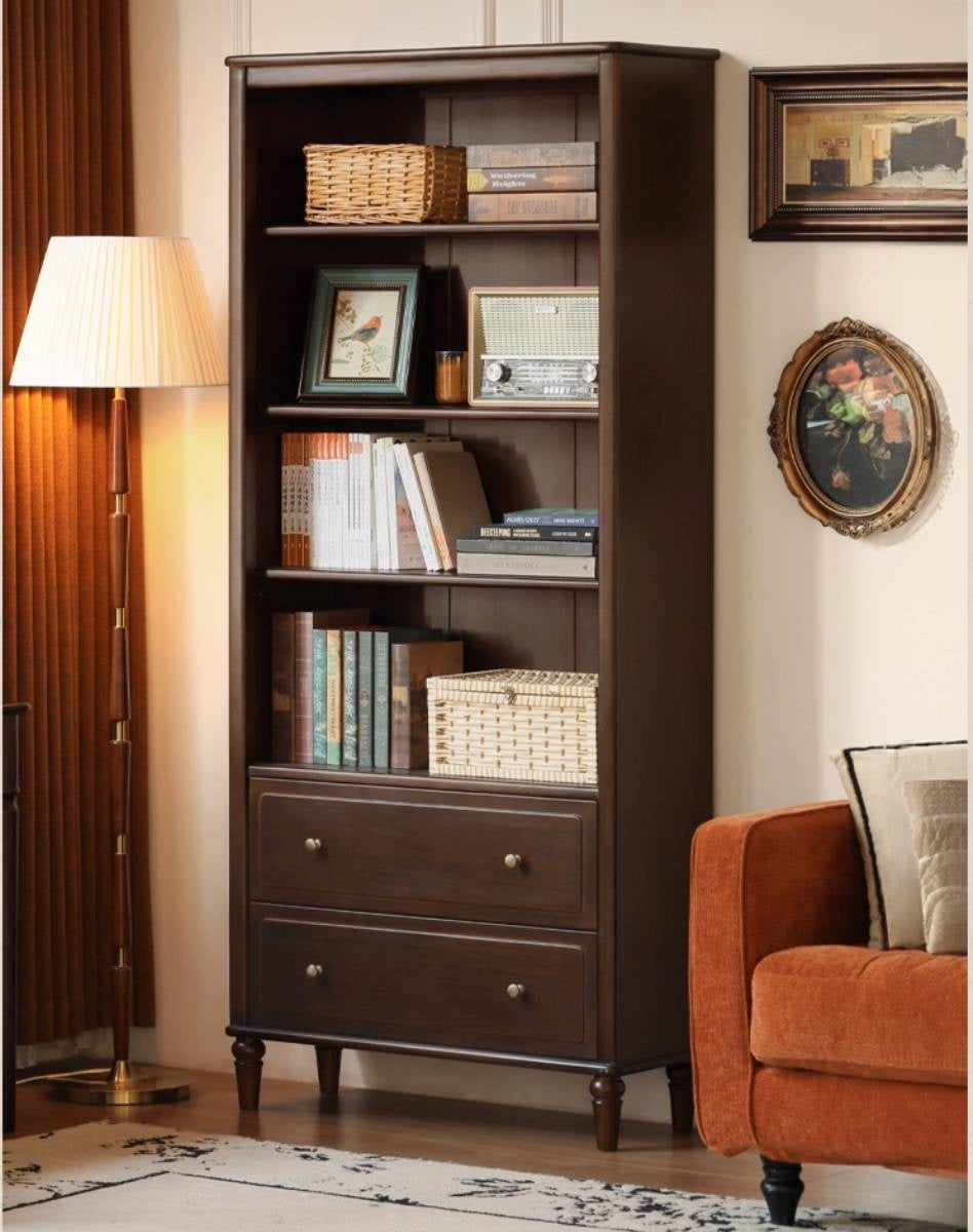 Poplar, Black Walnut Solid Wood American Style Bookcase