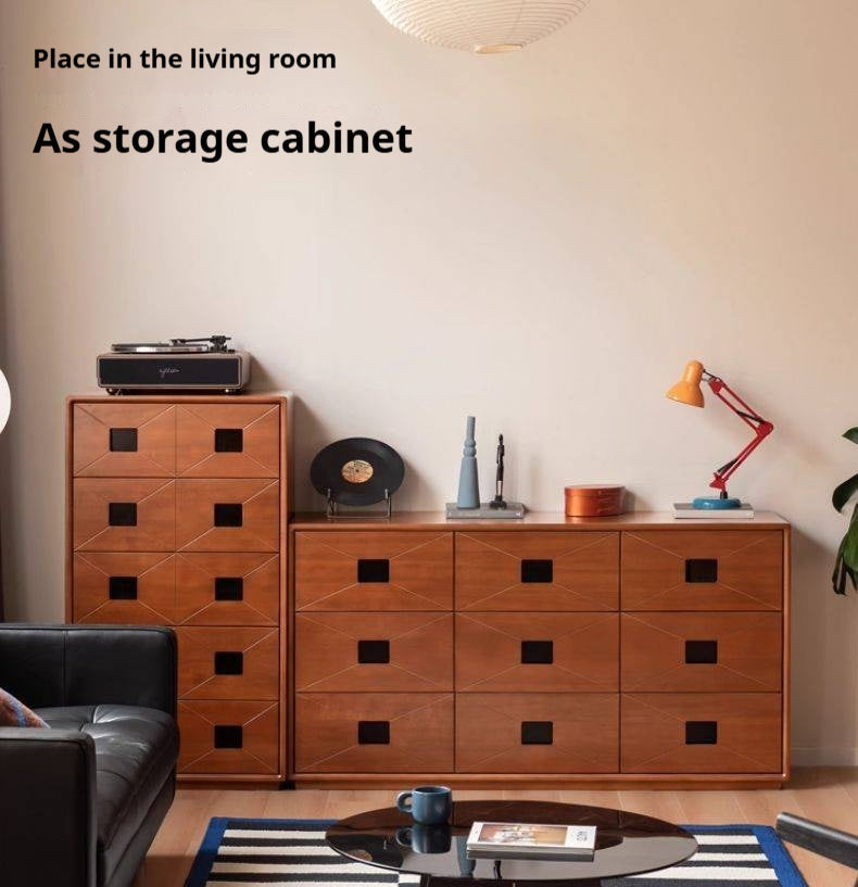 Poplar Solid Wood Medieval Style Drawer Cabinet