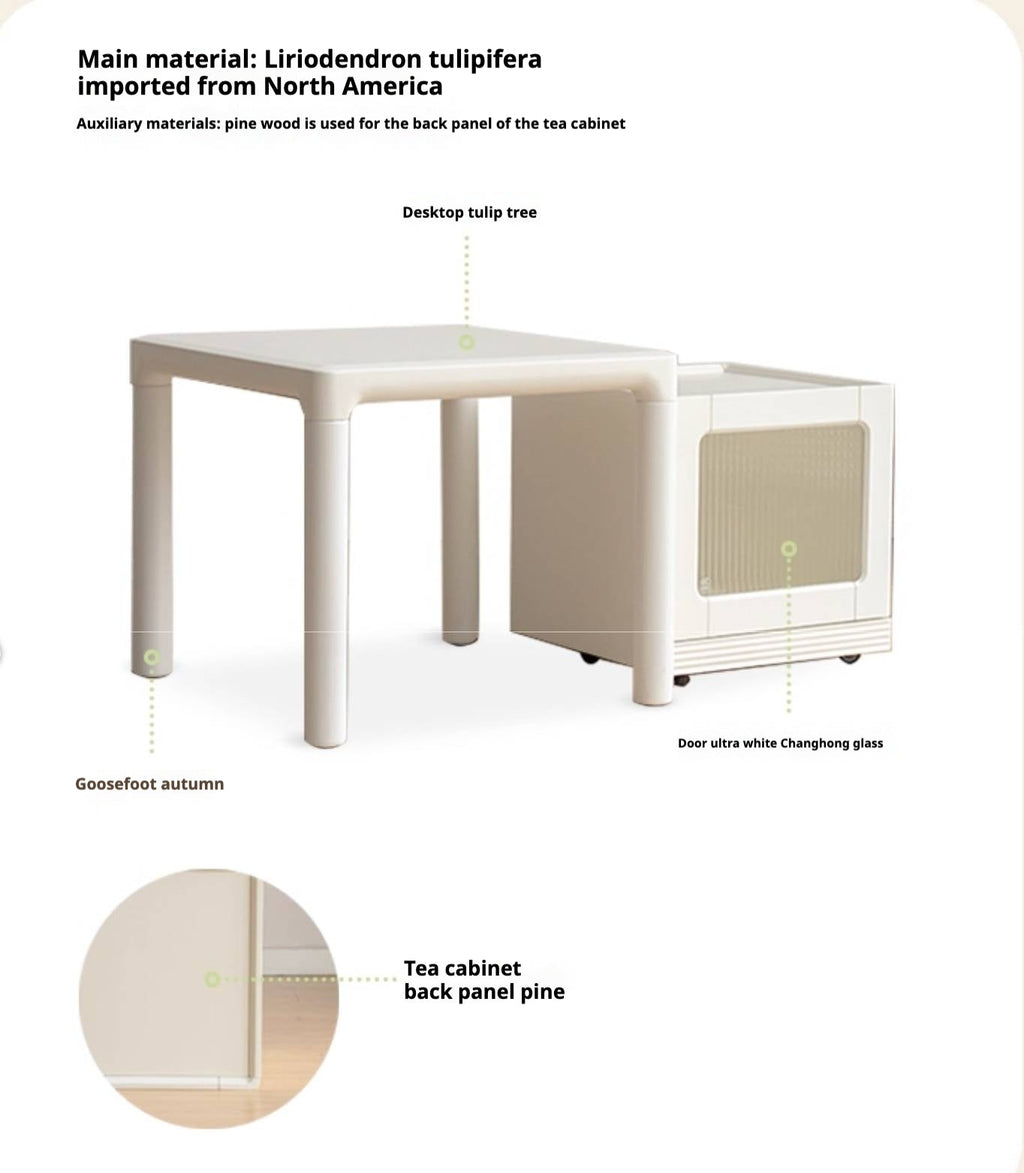 Poplar Solid Wood Cream Style Coffee Table Combination