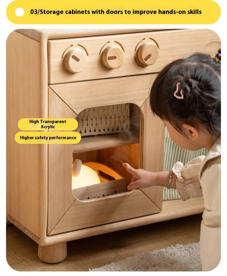 Poplar Solid Wood Montessori Kids Kitchen Cabinet