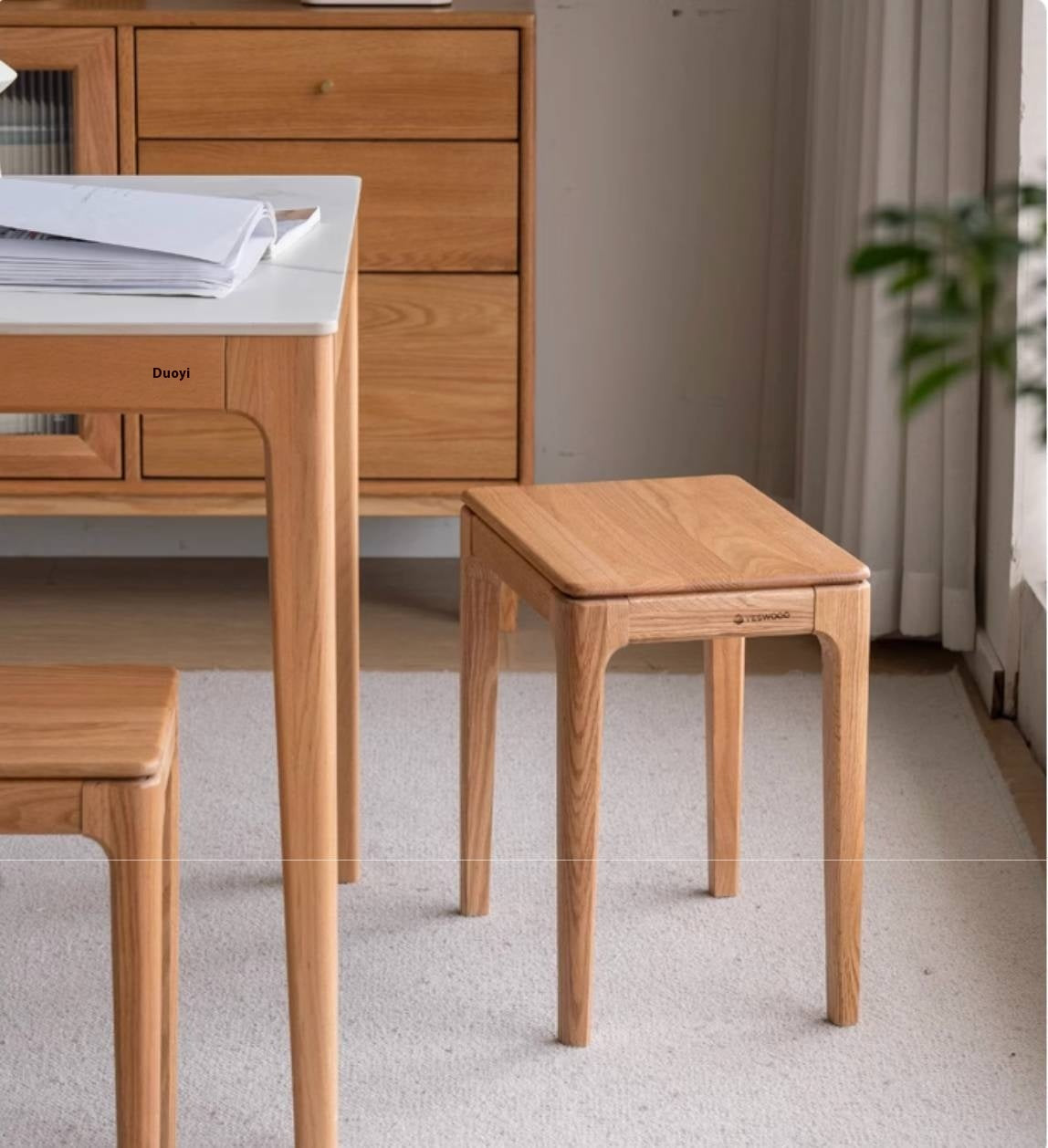 Oak, Ash, Black walnut Solid Wood Modern Style Stool