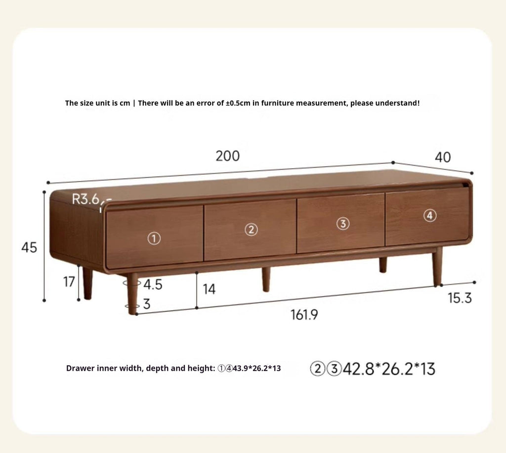 Solid Rubberwood, Oak Solid Wood Scandinavian TV Stand