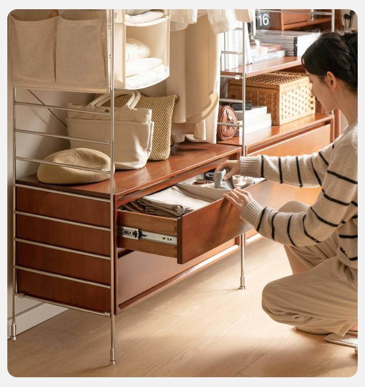 Oak Solid Wood Retro Style Side Cabinet