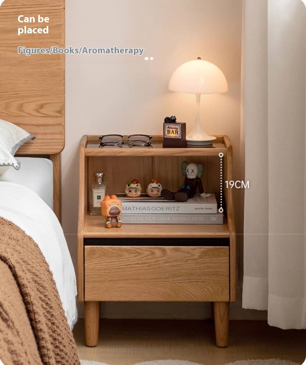 Rubberwood, Oak Solid Wood Log Style Nightstand