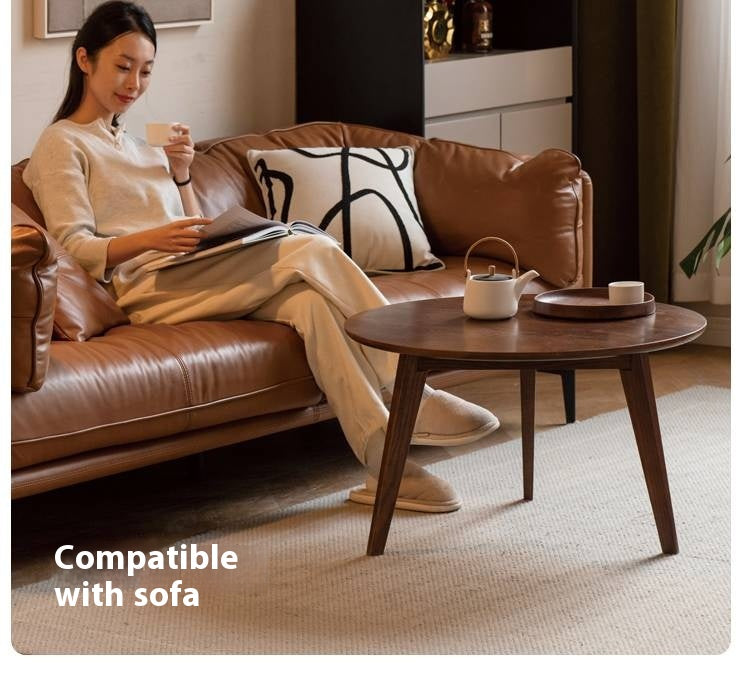 Oak, Solid Rubberwood Round Coffee Table Combination