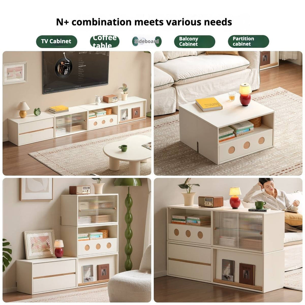 Rubber, Oak Solid wood Module Combination TV Stand.