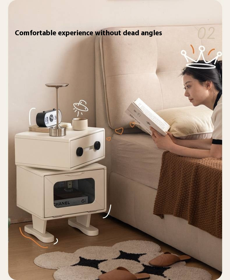 Solid Rubberwood Cream Style Nightstand